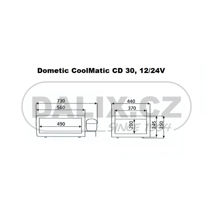 Vestavná výsuvná kompresorová autochladnička / autolednice Dometic CoolMatic CD 30, 12/24V, černá