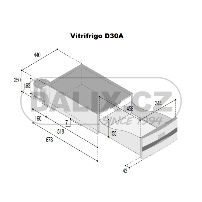 Kompresorová autochladnička / autolednice Vitrifrigo D30A, 12/24V, černá