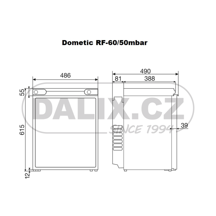 Volně stojící plynová (absorpční) chladnička Dometic CombiCool RF60, 50 mbar