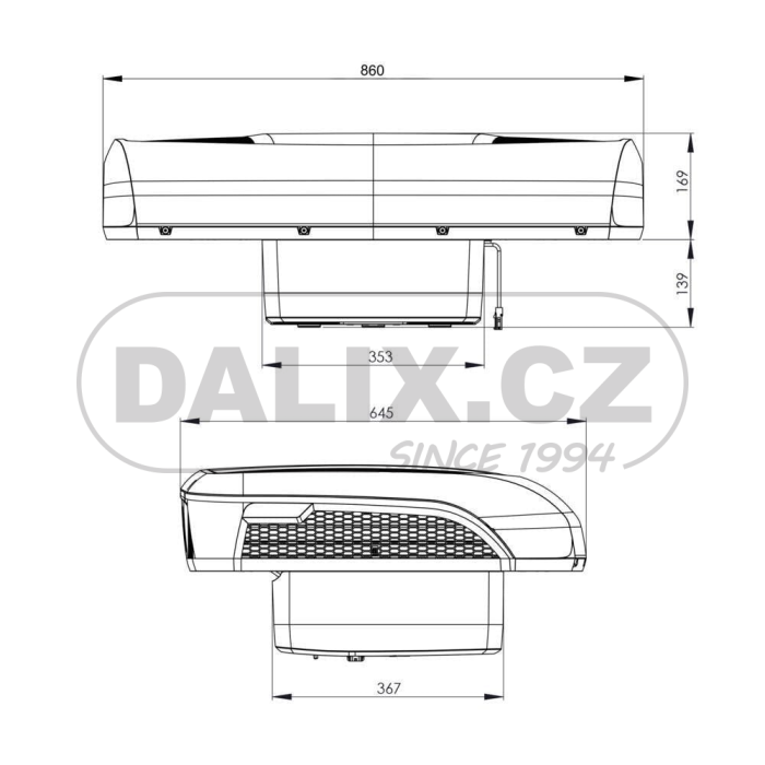 Nezávislá střešní kompresorová klimatizace Dometic CoolAir RTX 1000 (1200W) 24V DC - MB Actros, Antos, Arocs