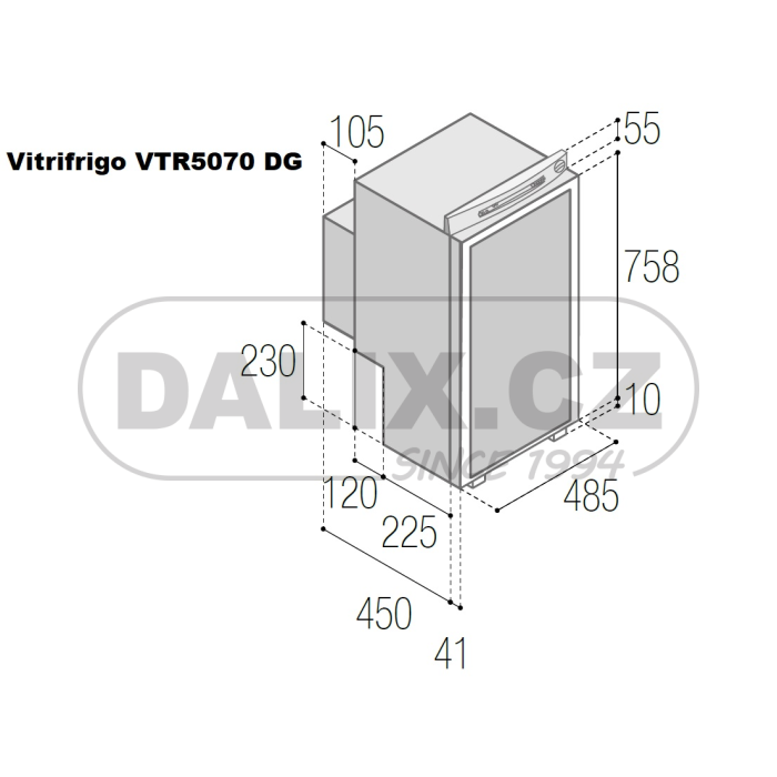 Vestavná mobilní plynová (absorpční) chladnička/mraznička Vitrifrigo VTR5070 DG