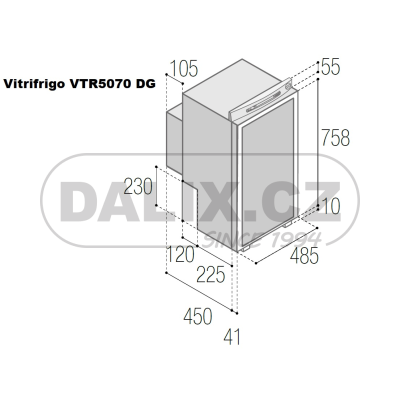 Vestavná mobilní plynová (absorpční) chladnička/mraznička Vitrifrigo VTR5070 DG