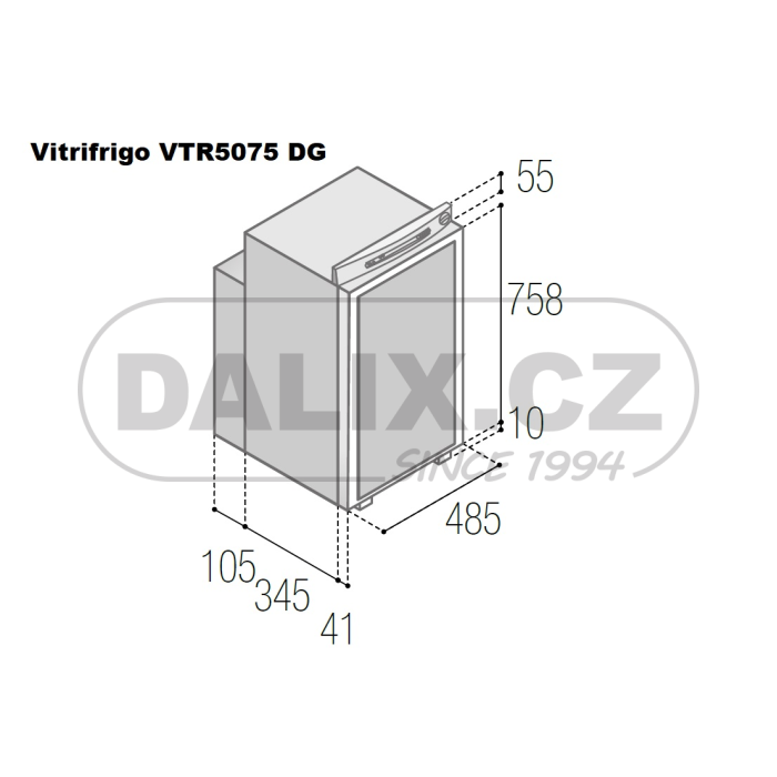 Vestavná mobilní plynová (absorpční) chladnička/mraznička Vitrifrigo VTR5075 DG