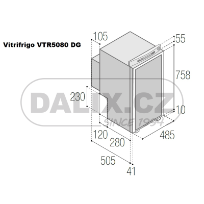 Vestavná mobilní plynová (absorpční) chladnička/mraznička Vitrifrigo VTR5080 DG