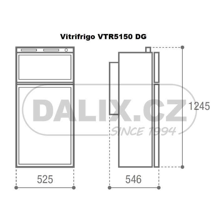 Vestavná mobilní plynová (absorpční) chladnička/mraznička Vitrifrigo VTR5150 DG