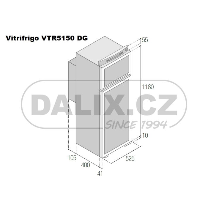 Vestavná mobilní plynová (absorpční) chladnička/mraznička Vitrifrigo VTR5150 DG