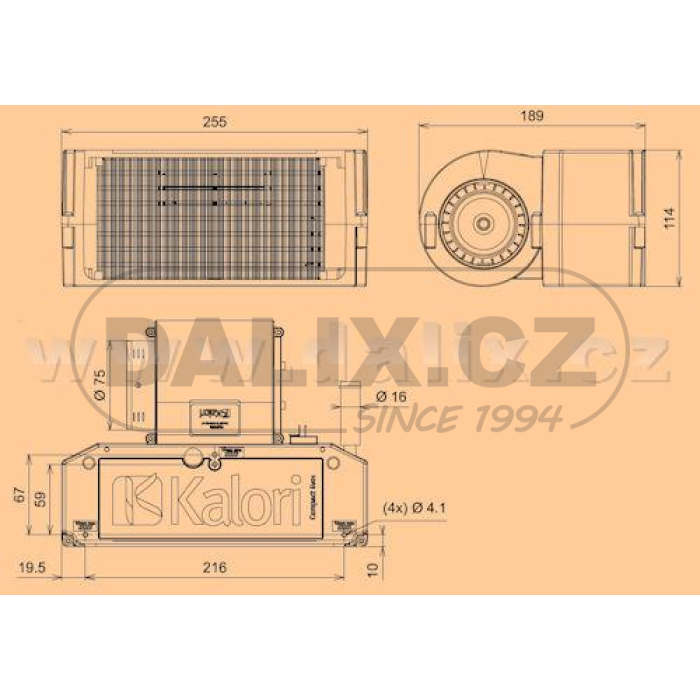 Kalorifer - přídavný výměník tepla COMPACT EVO 1, 12V Kalori