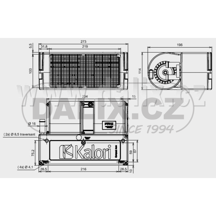 Kalorifer - přídavný výměník tepla COMPACT EVO 2 ED4, 12V Kalori