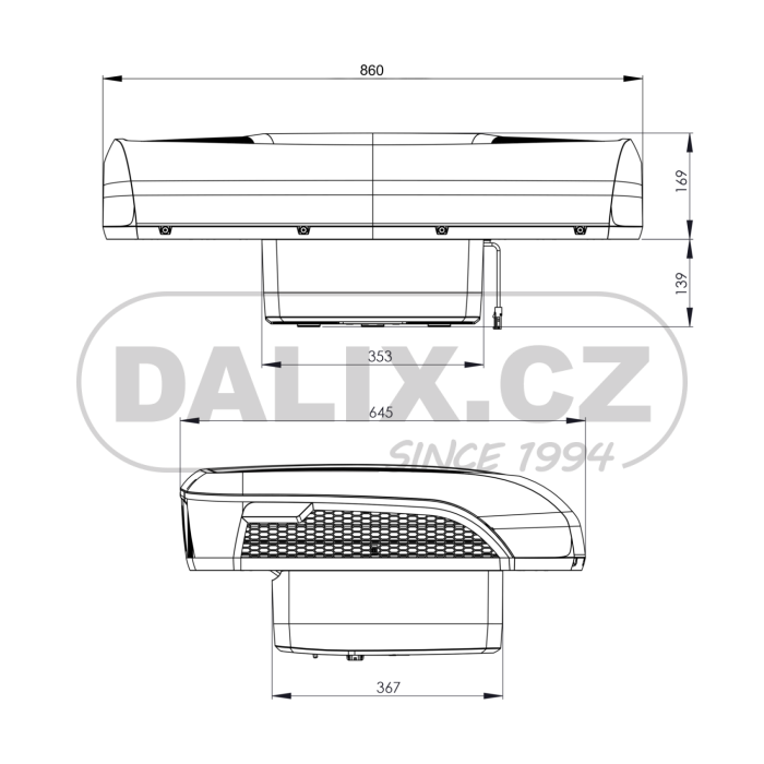 Nezávislá střešní kompresorová klimatizace Dometic CoolAir RTX 2000 (2000W) 24V DC - MB Atego/Axor - kabina L